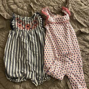 Gently worn Carters 12 months rompers- boho and like new!